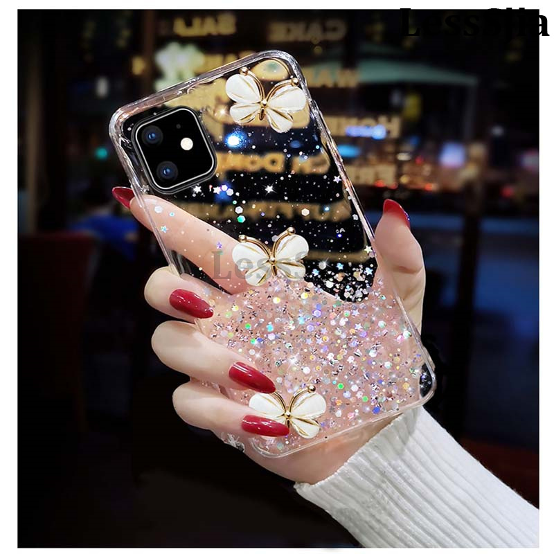 Phone cover Samsung Galaxy S24 FE 24 Ultra Back case Sparkling Star Moon Soft Silicone Transparent Butterfly Pattern Anti Drop For Samsung S24 Ultra Plus S24 FE Phone cases.