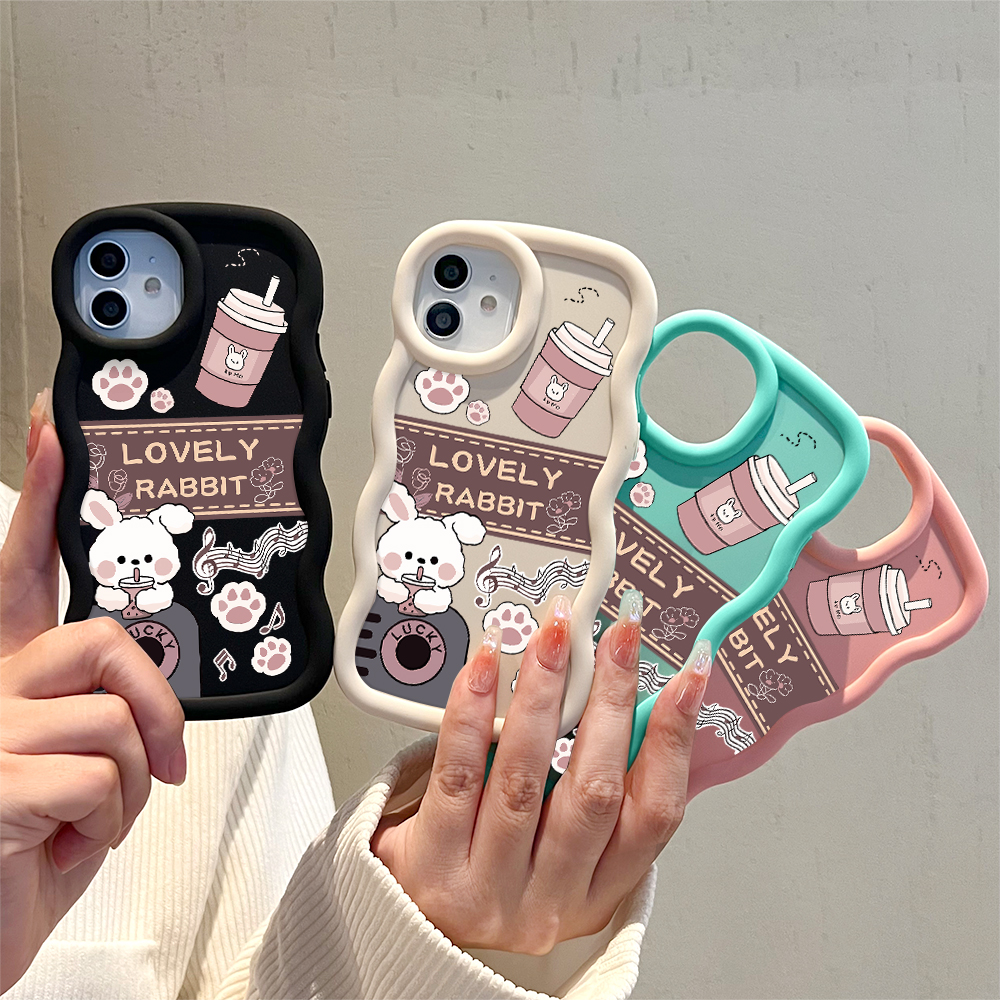 Hontinga for Redmi Note 13 12 11 10 9 Pro 4G Note 13 Pro Plus Xiaomi Poco M2 Pro Back Cover Music Rabbit Luxury Phone Cover Soft Silicone Macaron Wave Mobile Case. 