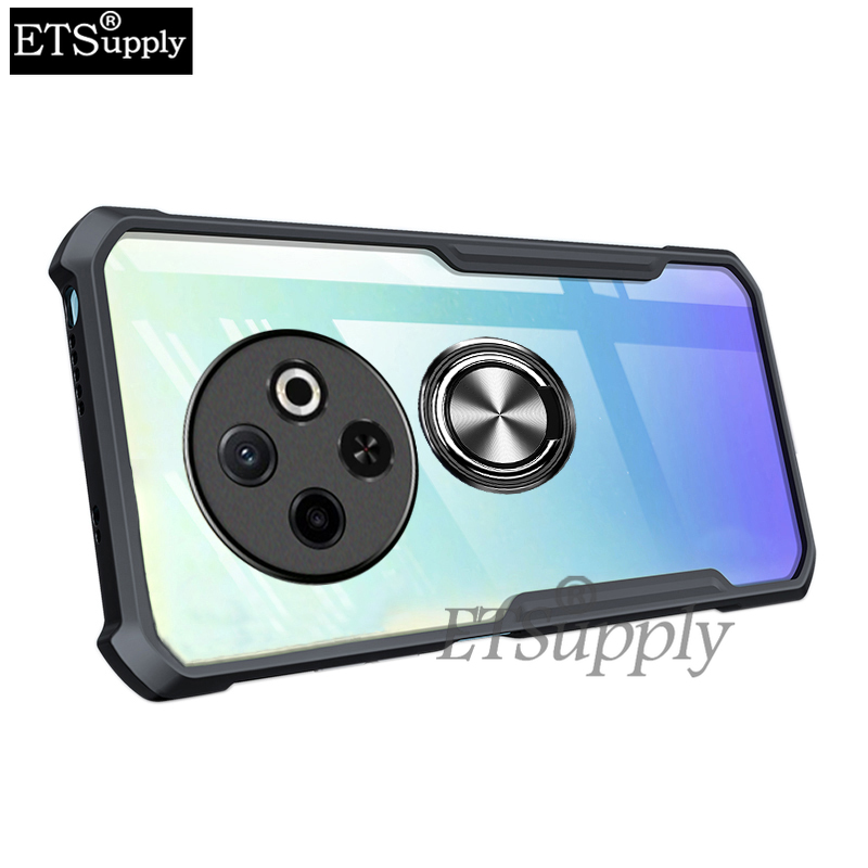Phone case Tecno Spark 30C Hard Clear Transparent Shockproof Armor Car Adsorb Holder Ring Back Cover Tecno Spark 30C Case.
