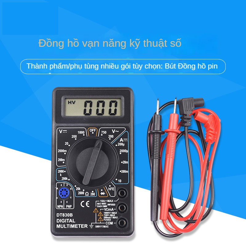 Đồng hồ đo điện vạn năng có sẵn pin 9v dt830b