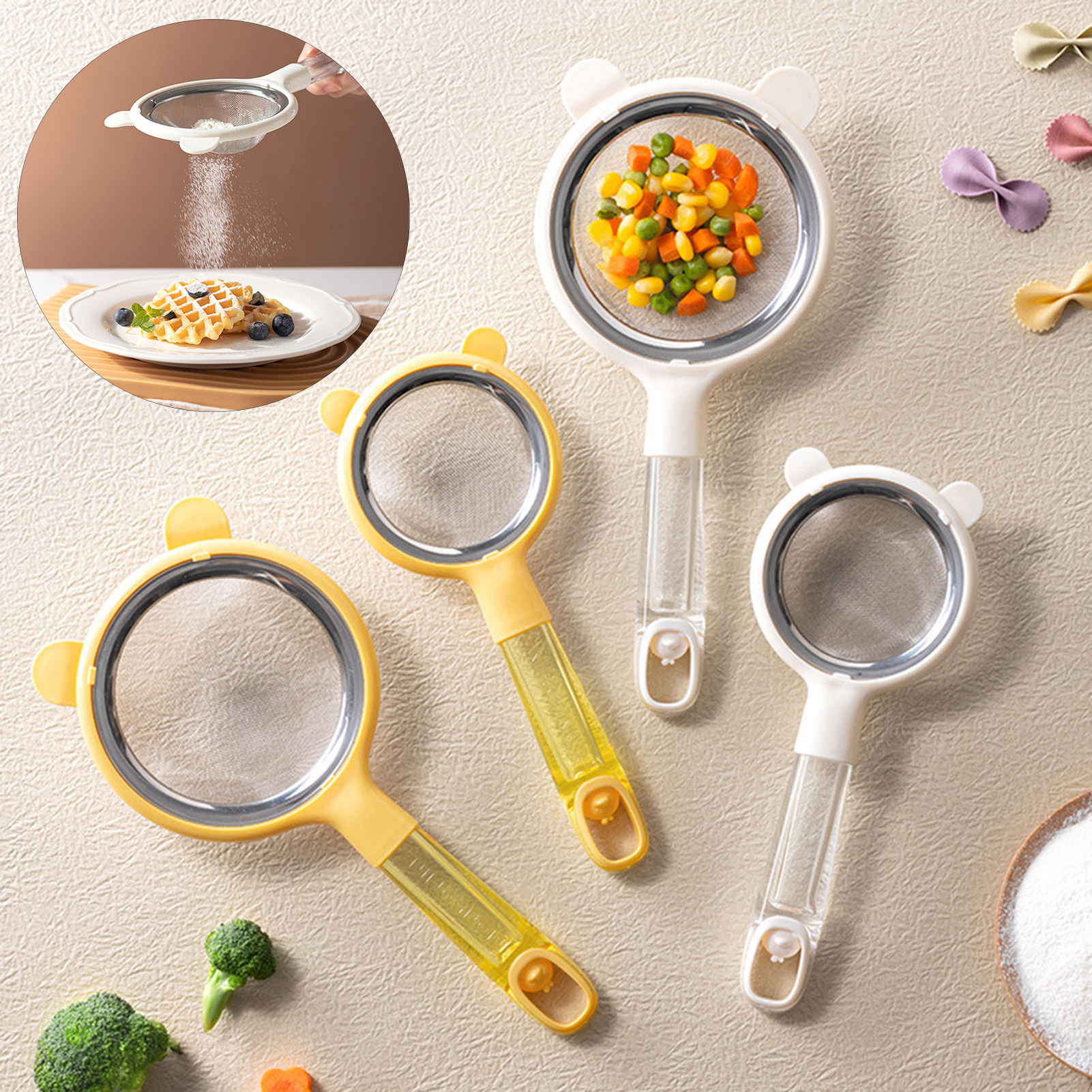 Mesh Filter Strainer Kitchen Fine Mesh Strainer Versatile Kitchen Strainer with Plastic Handle Ideal for Baking Cooking and Straining Food Grade Flour Sifter Infant Food Colander Coffee Tea Juice