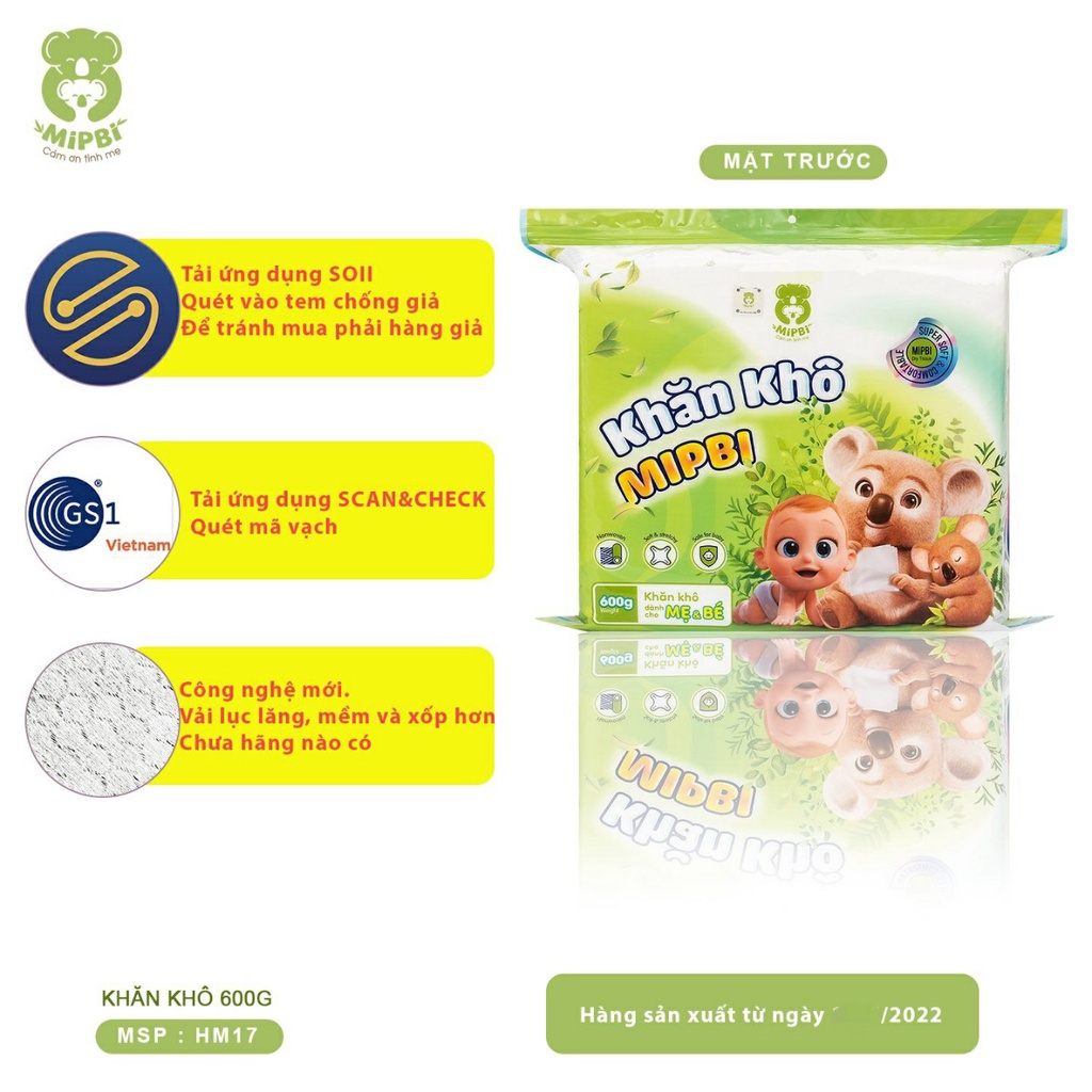 Khăn khô đa năng mipbi gói 300g/600g