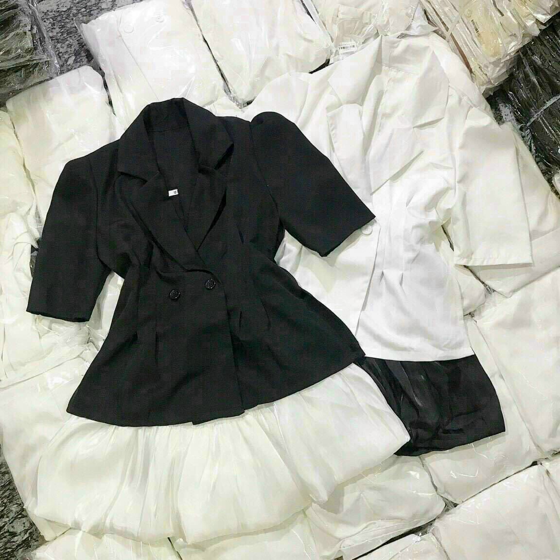 Sét Áo Vest + Chân Váy Bí