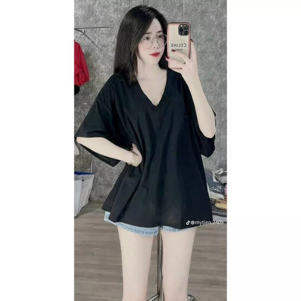Áo Phông Cổ Tim Chất Cotton Giấy Siêu Mềm Mát