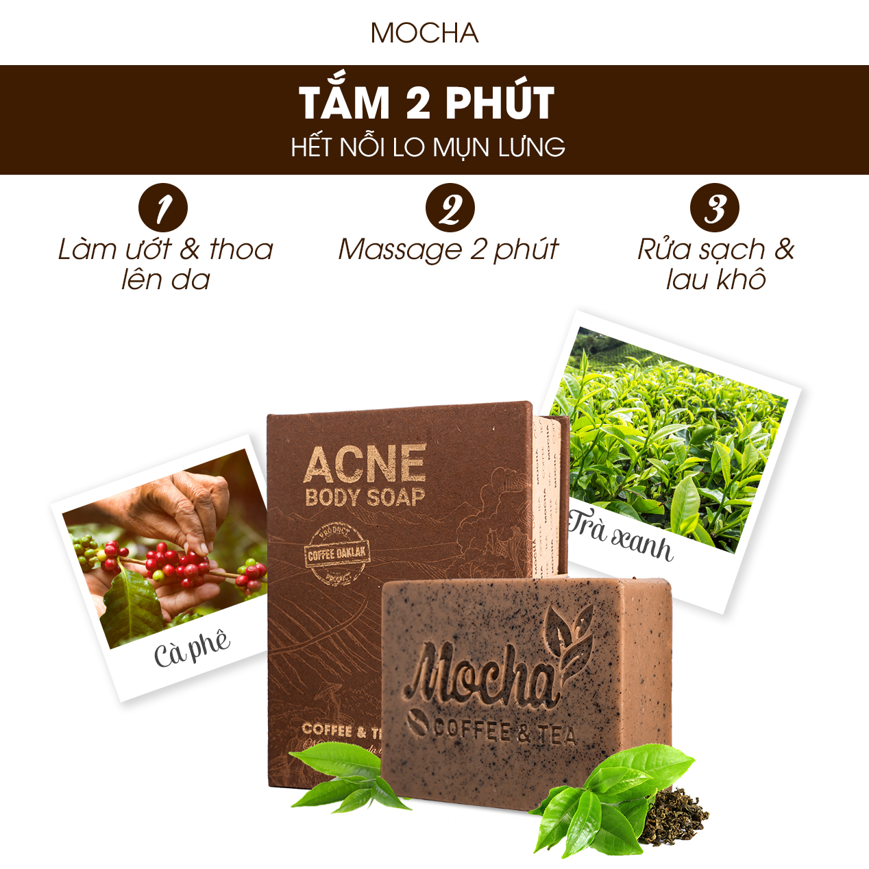 Xà Phòng Giảm Mụn Lưng Mocha Acne Body Soap