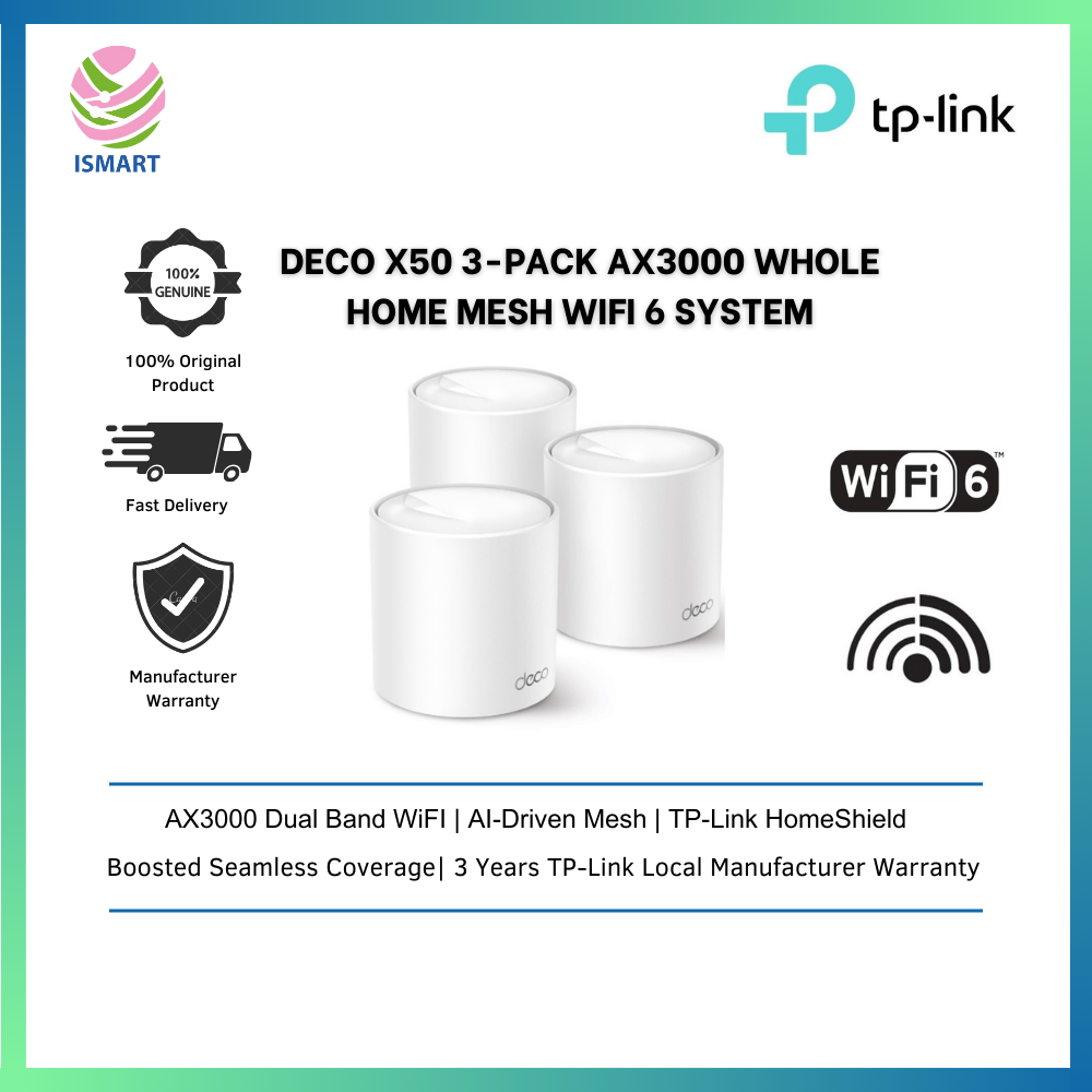 TP-Link Deco AX3000 (3-pack) Dual-Band Whole Home Mesh Wi-Fi 6