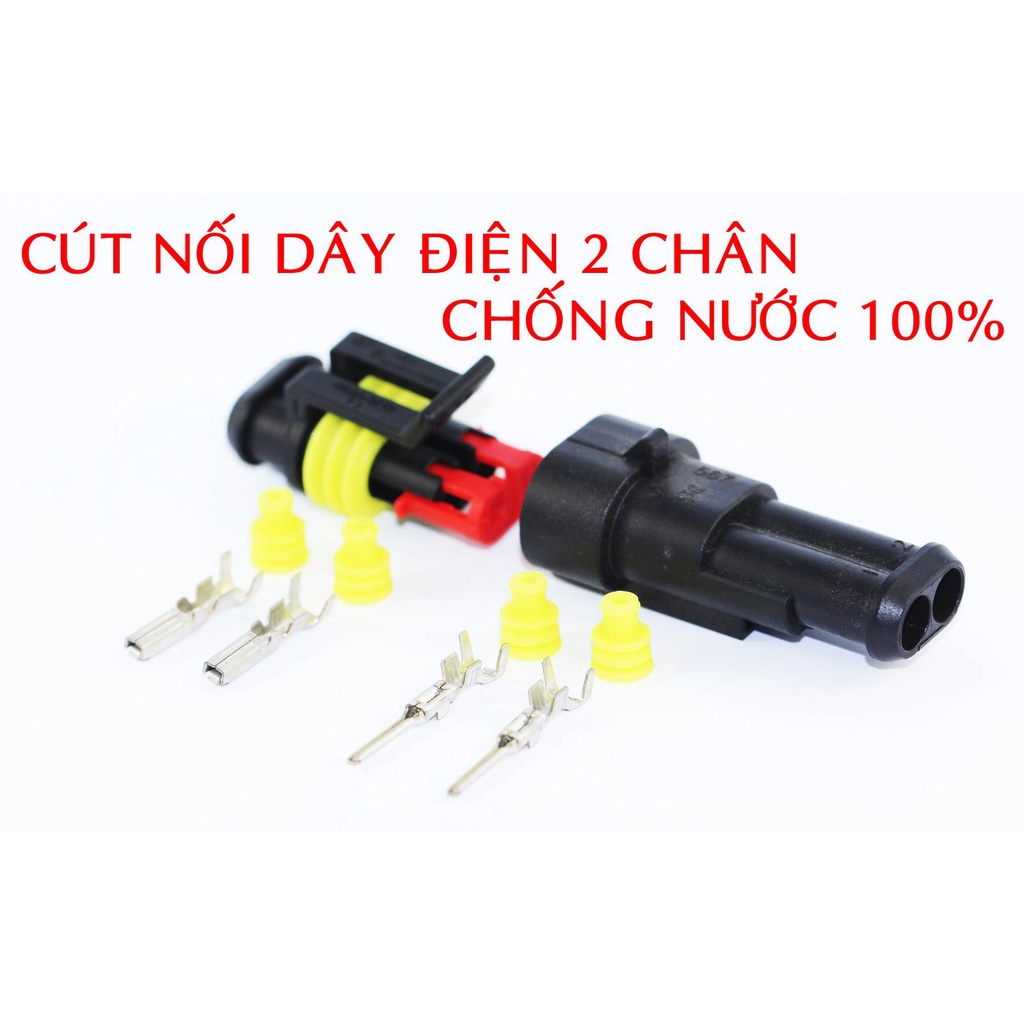 Cút nối, jack, đầu nối dây điện hai 2 chân chống nước dùng cho xe máy, xe hơi, ô tô