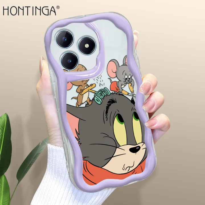 Hontinga for Realme C61 C63 Back Cover Tom and Jerry Soft Texture Phone Case Wavy Edge Silicone Cover