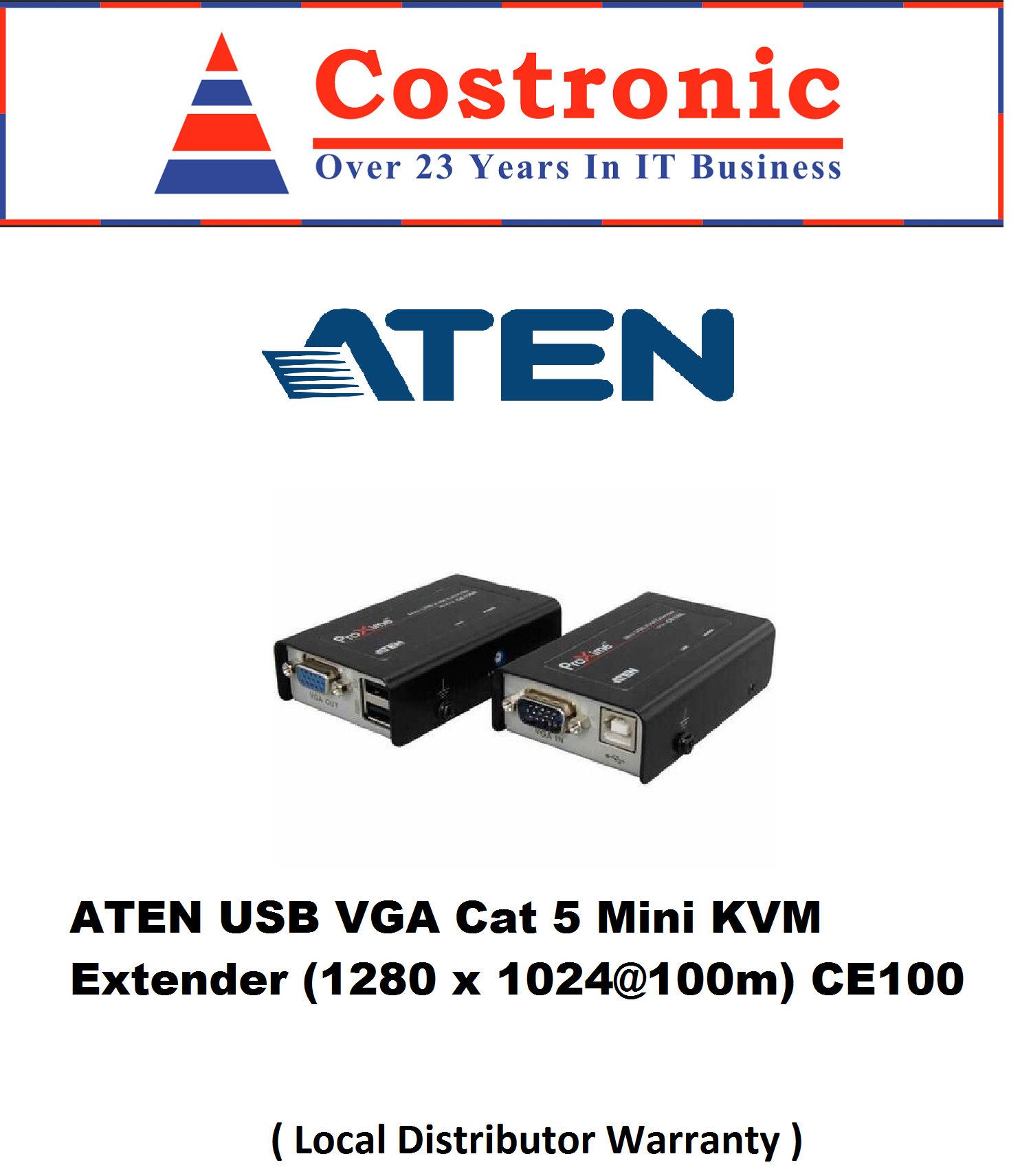 ATEN USB VGA Cat Mini KVM Extender CE100 Lazada Singapore