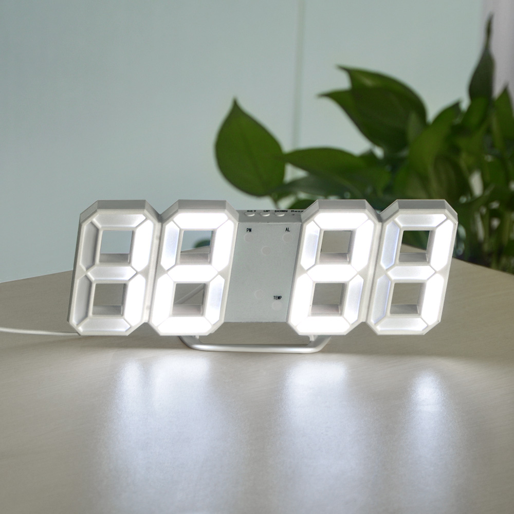 【Mucheng Mall】USB LED 3D Digital Wall Clock light Table Desk Clock 12 /24 Display Home Decoration lamp Time Date Temperature. 