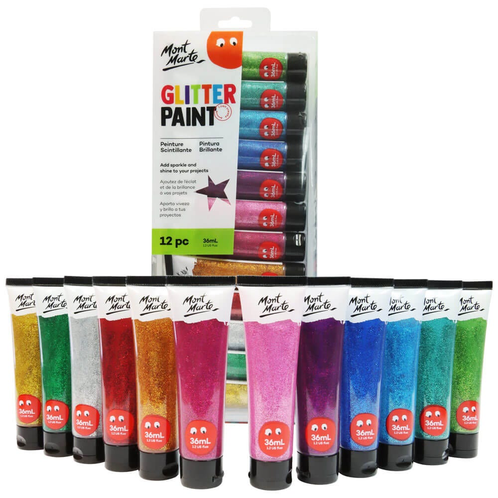Mont Marte Glitter Paint 12pc*36ml.