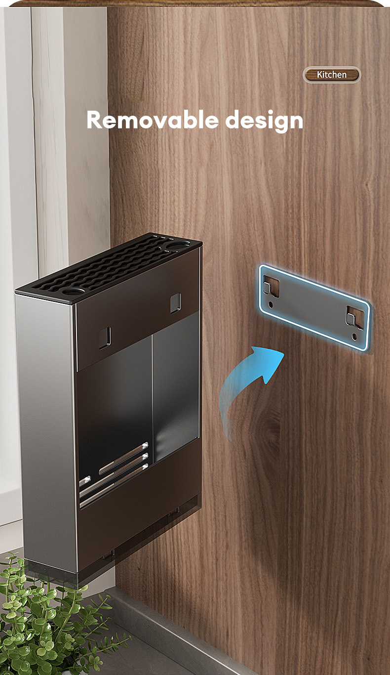 HANGDIAN  【Miễn phí vận chuyển】Đũa Giá để giỏ Bộ đồ ăn gắn tường bếp không đục lỗ muỗng Giỏ đựng đũa túi đựng công cụ hộp trữ ráo nước gia dụng