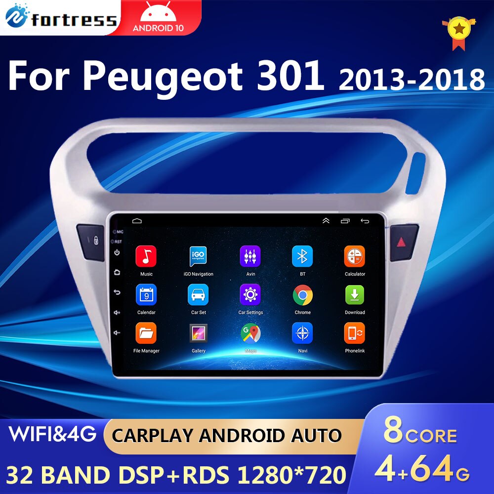 Autoradio GPS Android 10.0 Peugeot 301 –