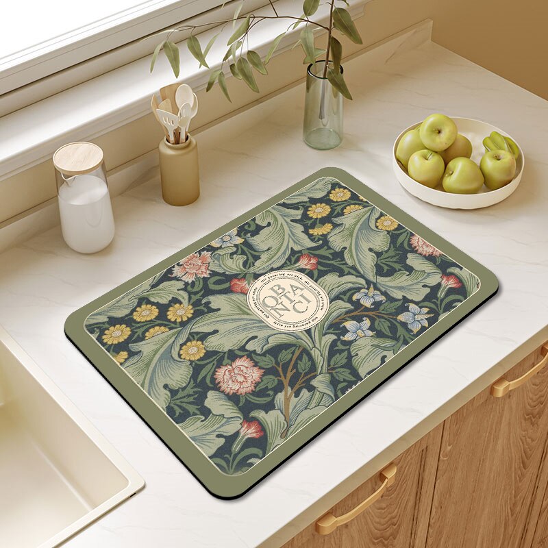 Kitchen Drain Pad Absorbent Dish Drying Mat Rugs Non-Slip Kitchen Sink Mat Bottle Rug Tableware Placemat Drainer Mat Alfombra