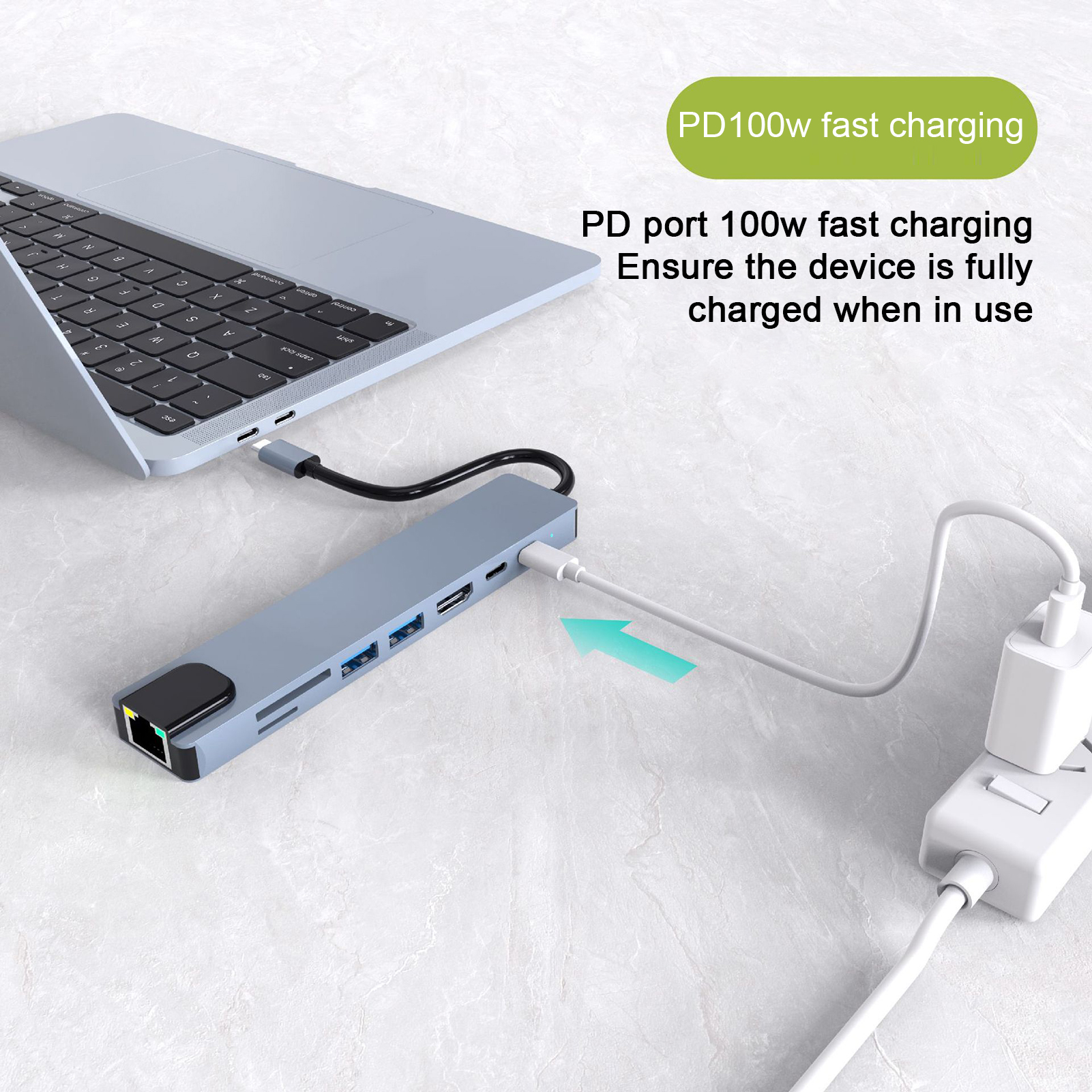 Anxinshui Docking Hub Ethernet Adapter 8-in-1 Usb Type-c Docking Station with Ethernet Card Reader High-speed Data Transfer Hub less Than