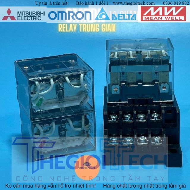 Rơ le trung gian omron 14 chân to ly4n 220v 24vdc 12vdc