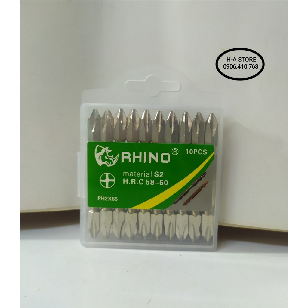 Mũi vít bake 2 đầu Rhino màu nâu / màu trắng ngắn dài