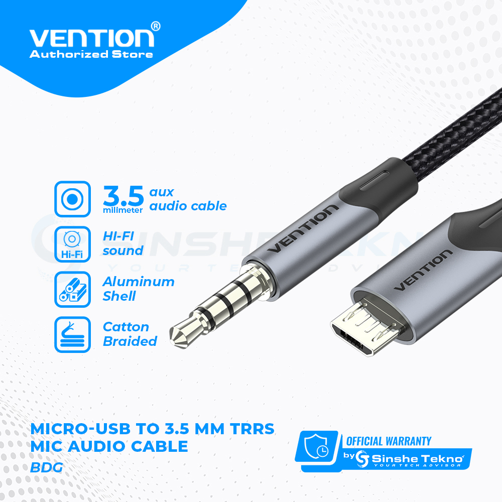 Vention BDG Kabel Aux Micro USB to TRRS Cotton Braided Series