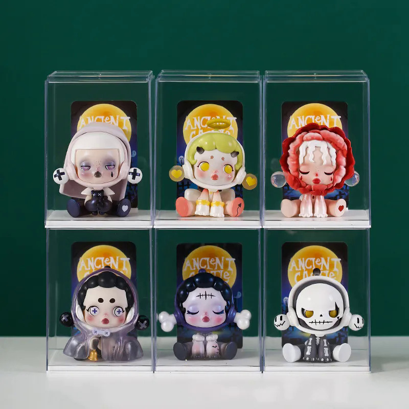 Dust-proof Acrylic Búp bê đồ chơi lưu trữ Organizer Hộp bí ẩn hộp hiển thị đứng popmart lưu trữ hộp trường hợp hộp mù Showcase