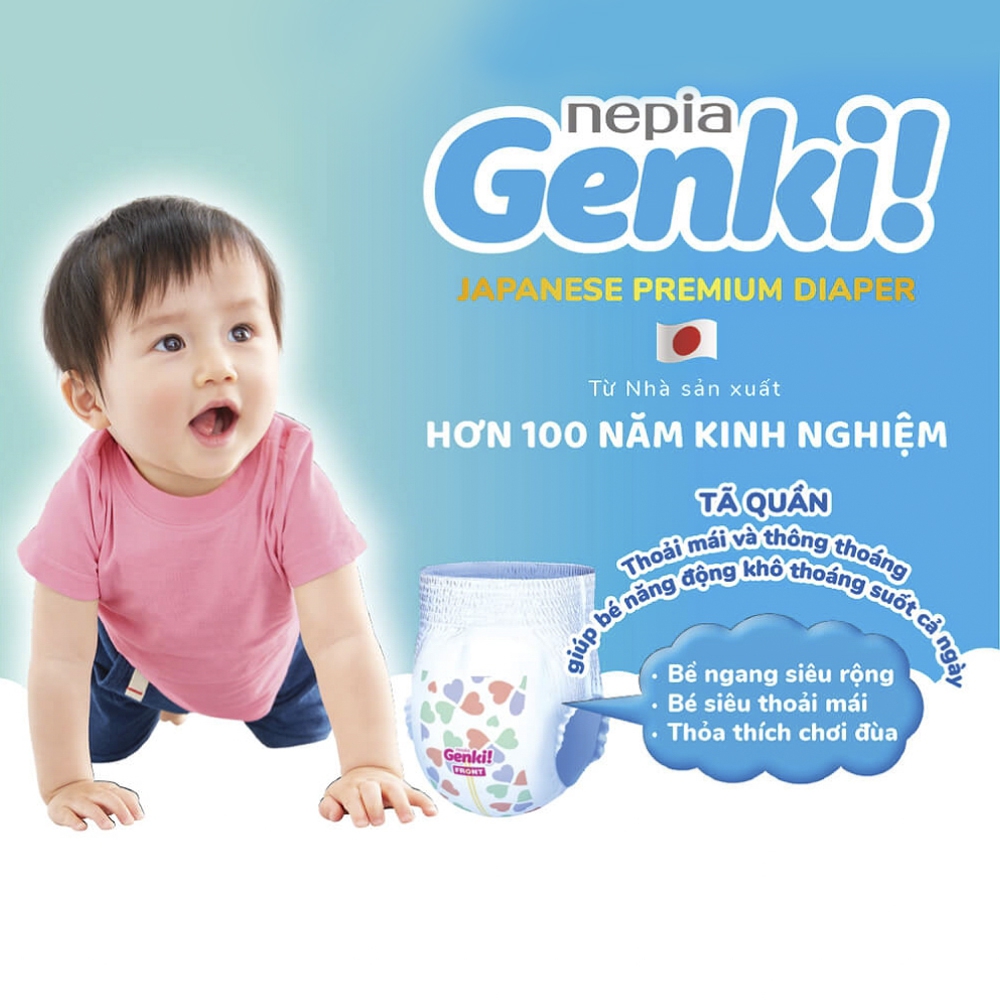 Tã dán Nhật Bản cao cấp Genki (M, 64 miếng)