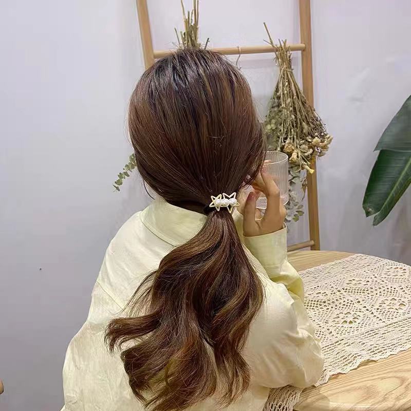 CỘT TÓC NGỌC PHỐI NƠ PHONG CÁCH HÀN - CỘT CAO SU PHỐI NGỌC