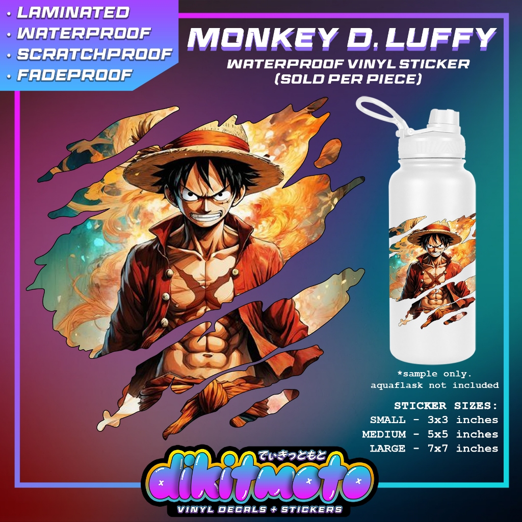 [dikitmoto] Monkey D Luffy #1 Scratch Sticker Waterproof Vinyl Sticker 