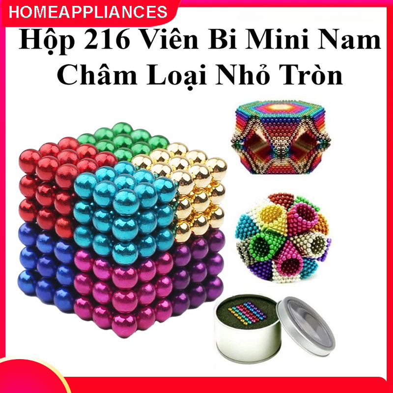 Bộ bi nam châm xếp hình 216 viên 5mm nhiều màu sắc