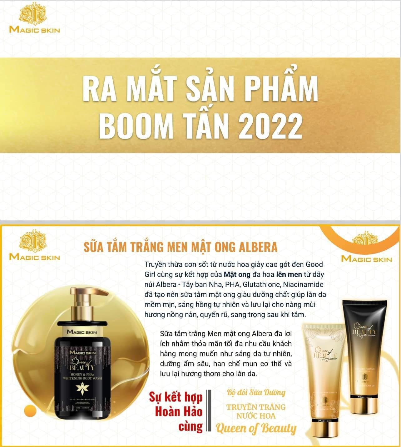 Sữa tắm trắng da MEN MẬT ONG Magic Skin MỚI