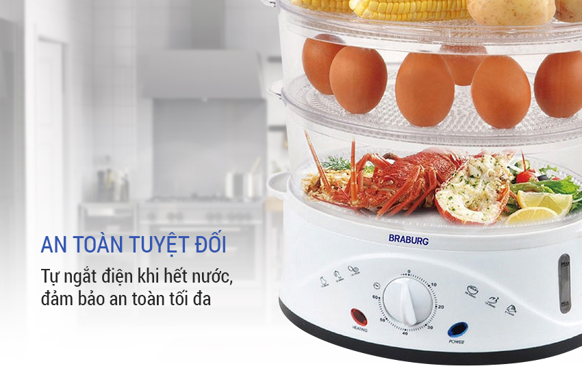 Nồi Hấp Điện Đa Năng 3 Tầng Braburg