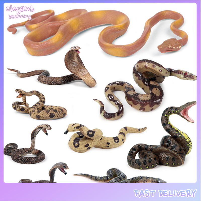 elegantstunning Simulation Snake Toys Halloween Tricky Realistic Python Wild Animal Model Ornaments Scary Snake Toys