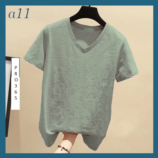 Áo thun xược cotton nữ cổ tim, cổ V