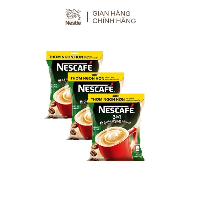 Nescafé 3in1 cà phê rang xay hòa tan đậm vị cà phê (Bịch 46 gói x 17g)