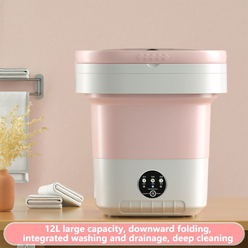 XiaoZhubangchu Folding washing machine 12L large capacity automatic household portable baby underwear mini small washing machine