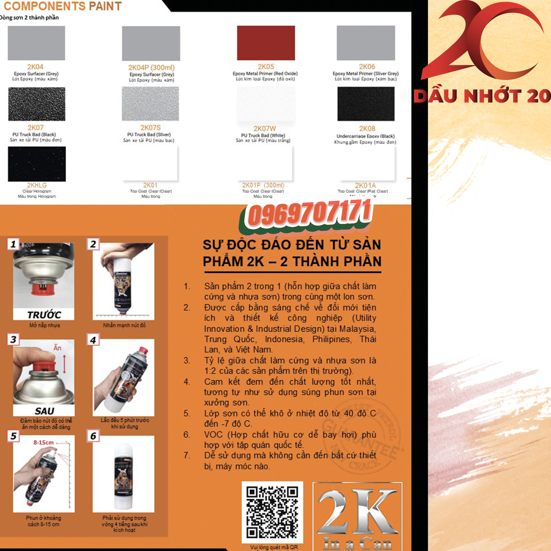 [HCM]H2020 _ Sơn xit Samurai H2020 màu kem sáng _Scopy Light