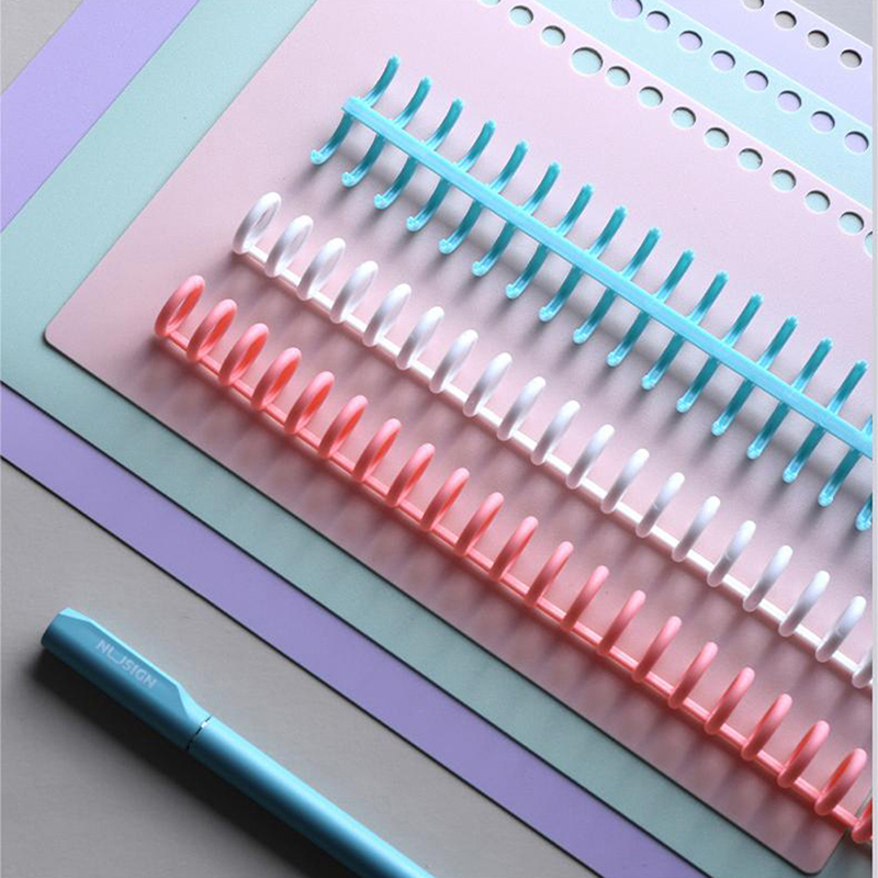 30 Holes Loose-leaf Plastic Binding Ring Spring Spiral Rings Binder Strip For A4 Paper Notebook Stationery Office Supplies Fugar. 