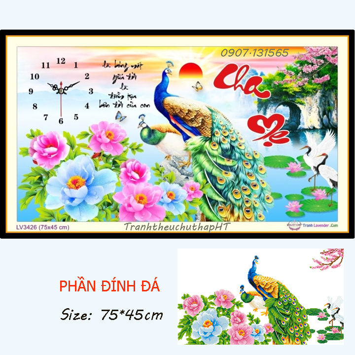 Tranh đính đá cha mẹ vs438: 120*56cm - chưa đính