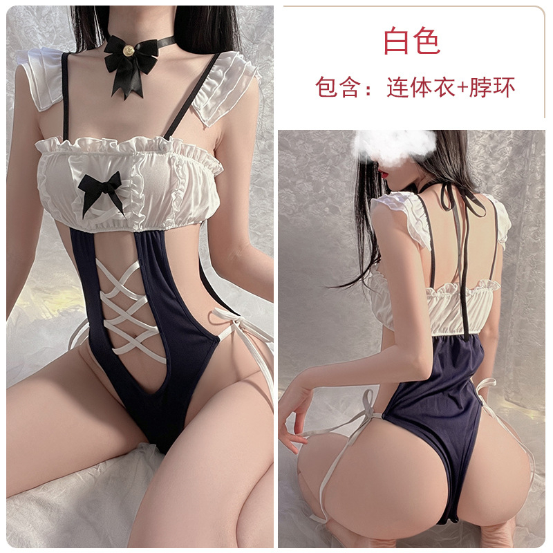 Bộ ngủ jum dây đan quai buộc eo kèm vòng cổ 5007