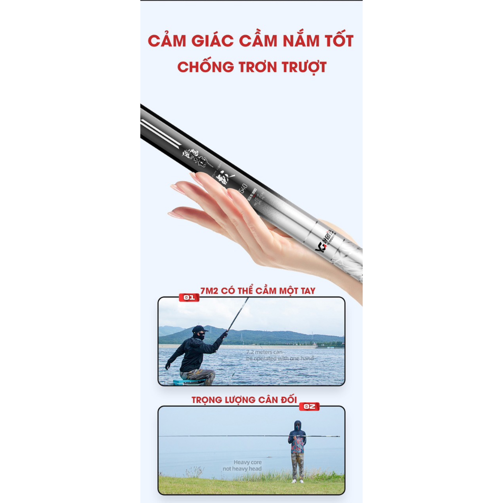 Cần tay săn hàng YG Max X2 ( chính hãng) độ cứng 5,5H, phân bổ lực 19-28i