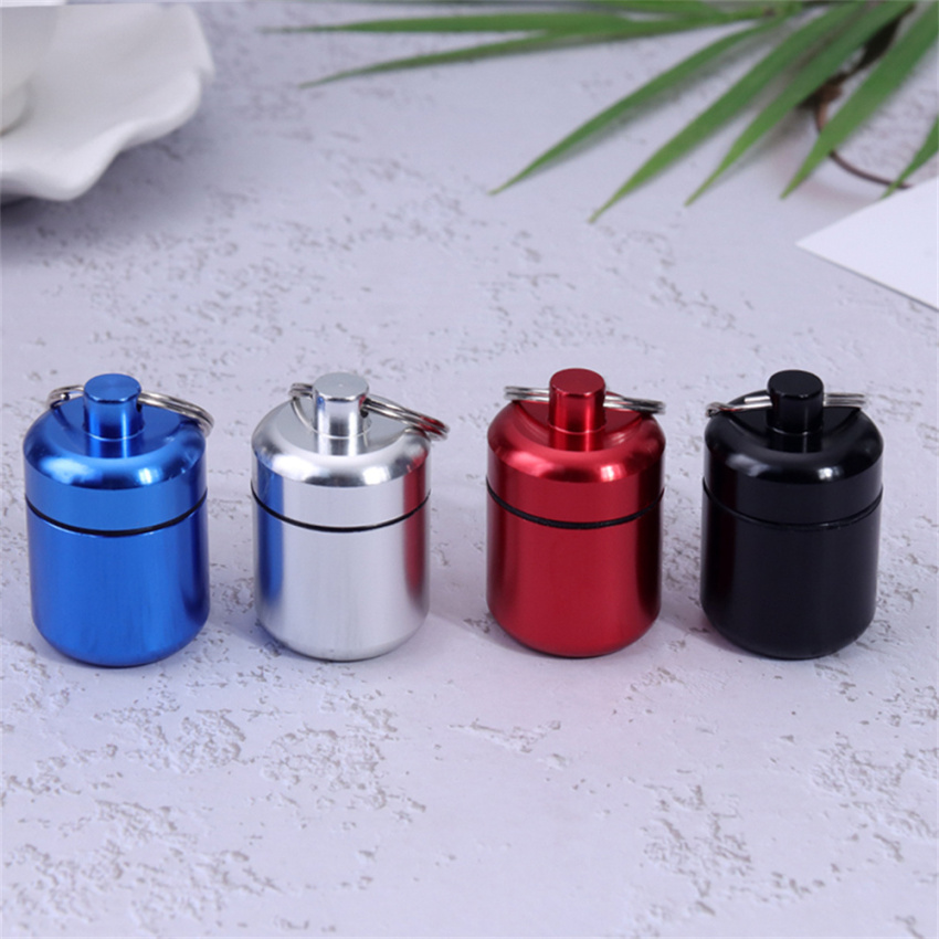Mini Waterproof Metal Alloy Pill Box Case Bottle Cache Dr-ug Holder Container Keychain Medicine Box He-alth Care For Travel