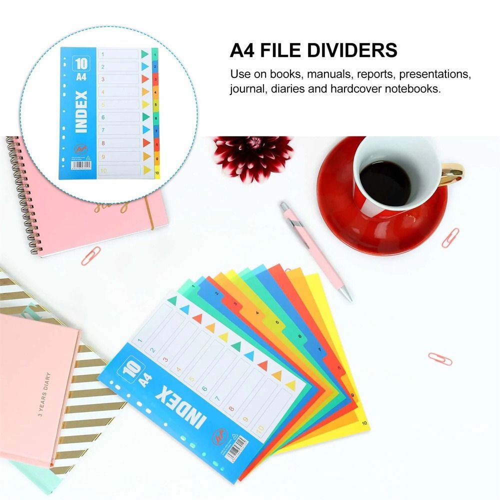 Binder Tabs 5/10/12/20/31Pages Index Separator Page PP Material A4 Size ...