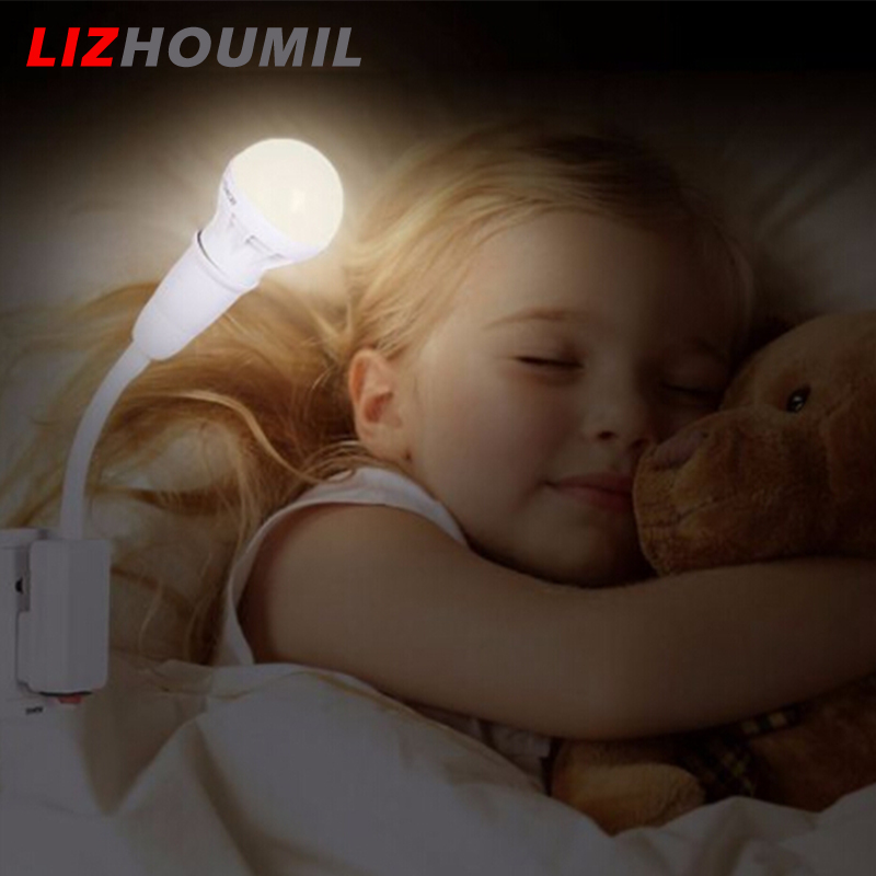 LIZHOUMIL E27 LED Remote Control Plug Lamp Holder Light Base for Night Light Bedside Lamp (without Light Source)