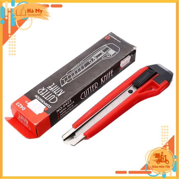 Dao Dọc Giấy SDI Lớn 0423, Dao Rọc Giấy 18mm Có Khóa Răng Kim Loại Thép Không Gỉ