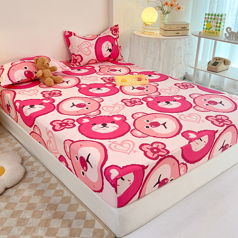 Solid color brushed bed cover solid color bed hat hotel mattress protector single piece cute