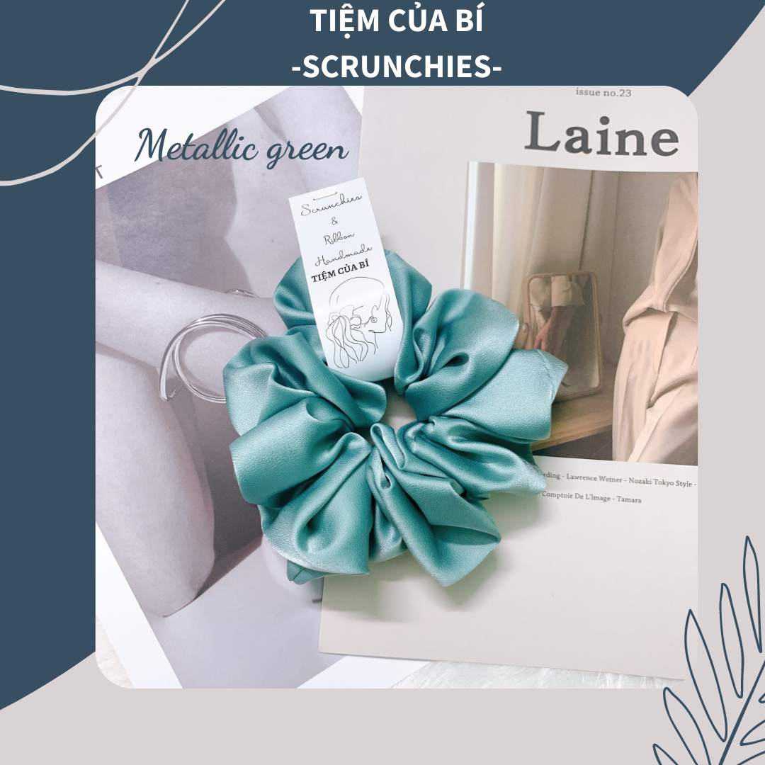 [Hàng thiết kế] Scrunchies cột tóc handmade size to vải lụa cao cấp