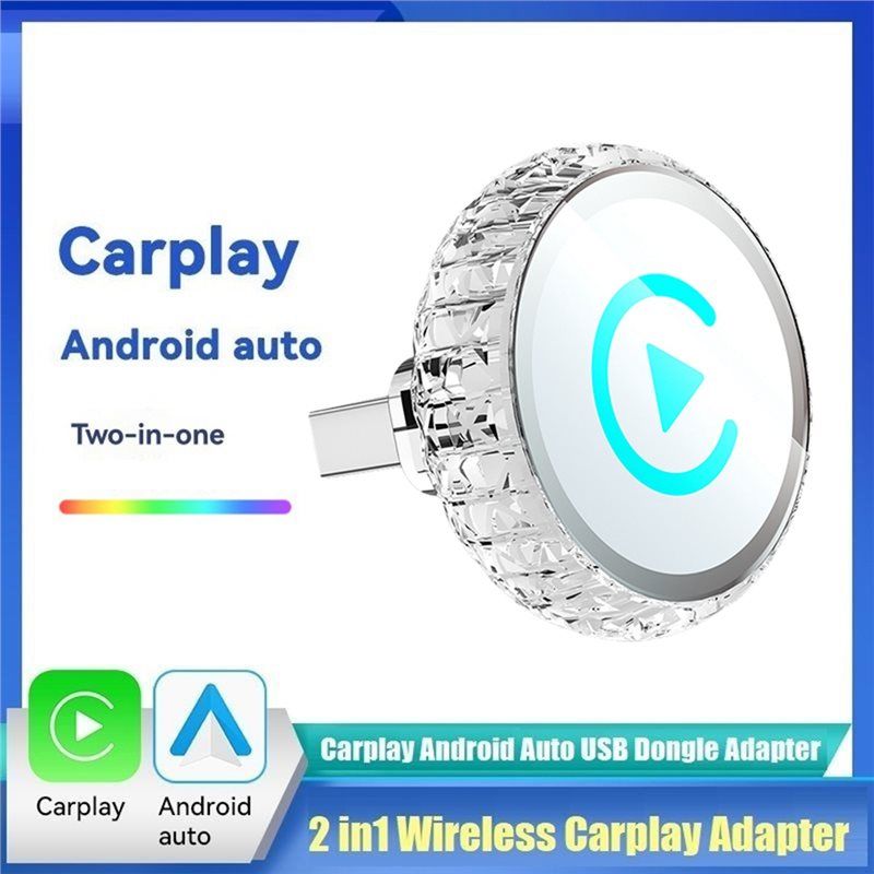 Plug Play 2IN1 Wireless CarPlay Android Auto BT+ WIFI USB Dongle Adapter Mini Smart AI Box Converter.