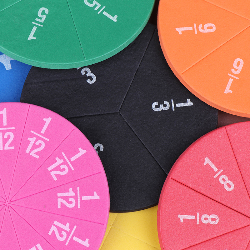 TIFUNI Rainbow Sponge Round Fraction Tiles Early Education Learning Counting Math Toy