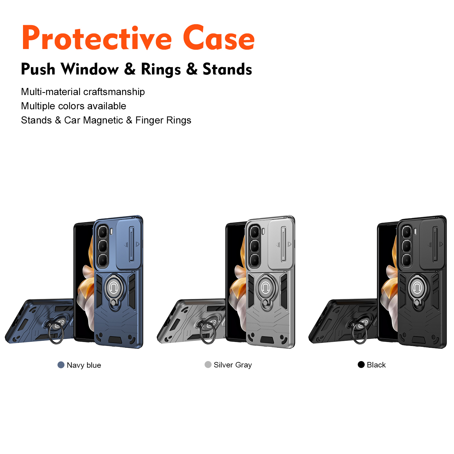For infinix Hot 50 50i 60i 50 60 Pro Plus case Shockproof Armor Bumper Stand with Holder Ring Cover casing For infinix Note 50X 50S 50 Pro Phone casing.