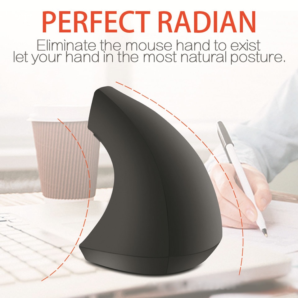HKXA Wireless Mouse Vertical Gaming Mouse USB Computer Mice Ergonomic Desktop Upright Mouse 1600DPI for PC Laptop Office Home