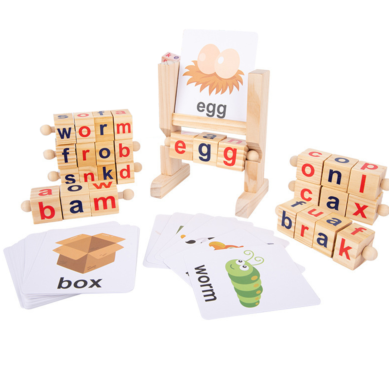 English Word Building Blocks Block Toy Natural Wooden Alphabet Blocks Fun Educational Spelling Toy for Kids less Than