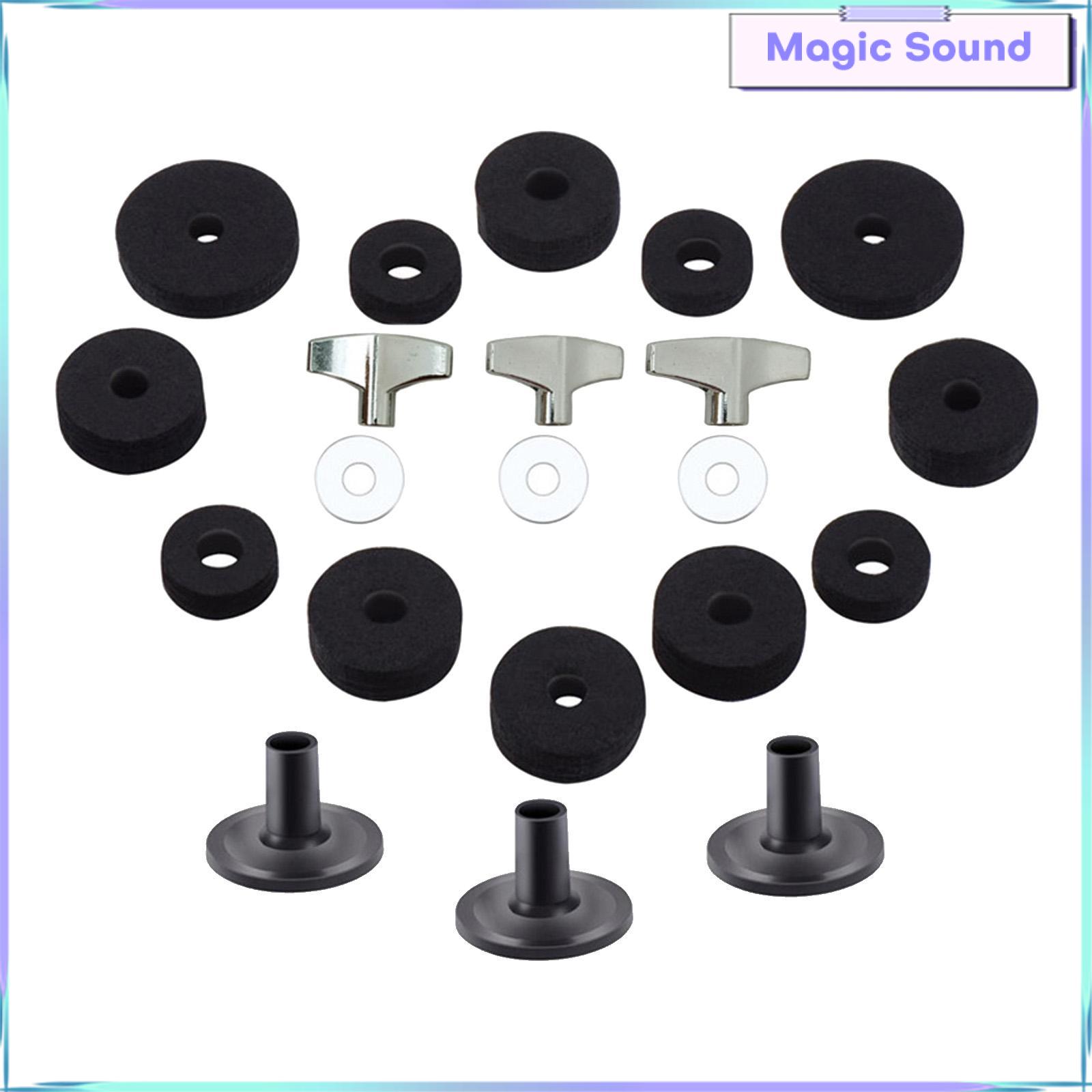 Magic Sound 21 Pieces Drum Set Cymbal Felt Washer Cymbal Replacement Wing Nuts Replacement Kit Percussion Instruments Replacement Parts Attachment